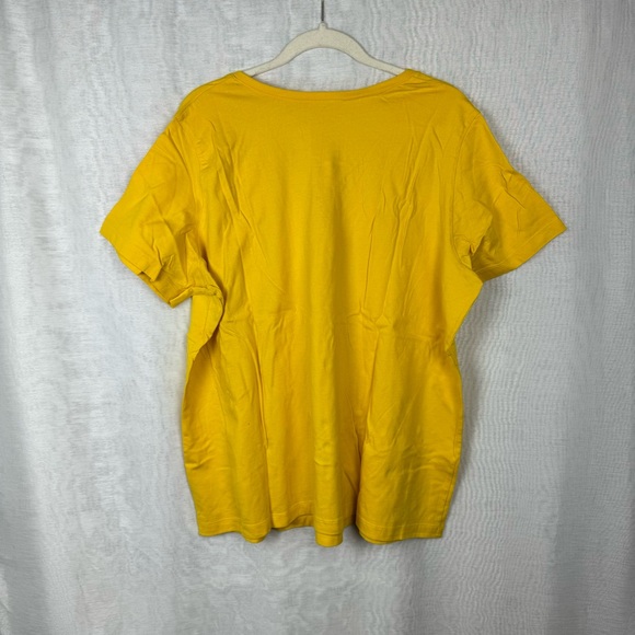 NWOT Woman Within 22/24 1X Women's Yellow Gold V-Neck Short Sleeve T-Shirt Top - Picture 2 of 4